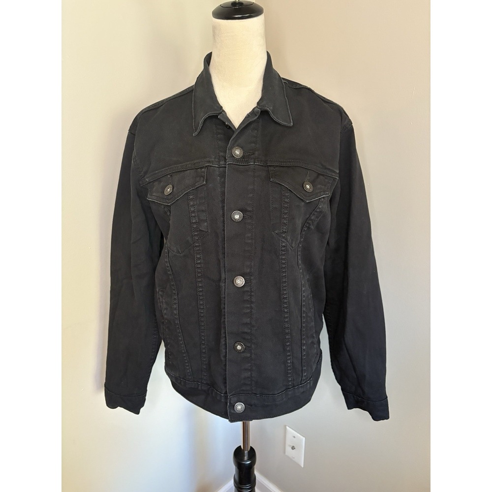 Levi's Strauss Gold Women's Black Denim Trucker Jacket Size Medium